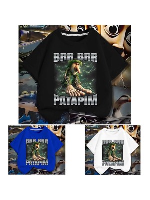 Maglia Brainrot T-shirt Manica Corta Cotone Brr Brr Patapim Meme PATAPIM01